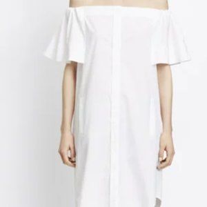 Vince Cotton Poplin Off-Shoulder shirt dress